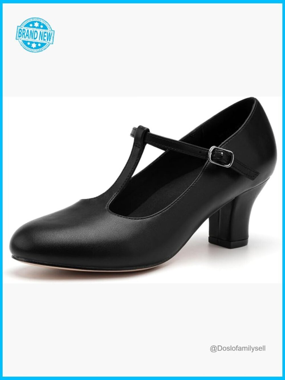 T-Strap Dance Heels 2.5 Inch Block Heel Character Shoes Ballroom Salsa Tango